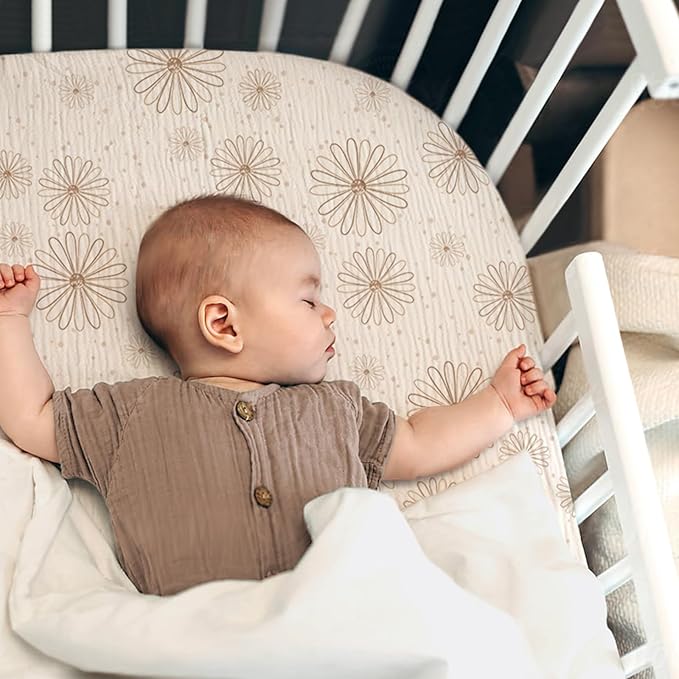 lulumoon Muslin Bassinet Sheets Baby: Cotton Bedside Sleeper Bassinet Sheets Fitted for Boys and Girls