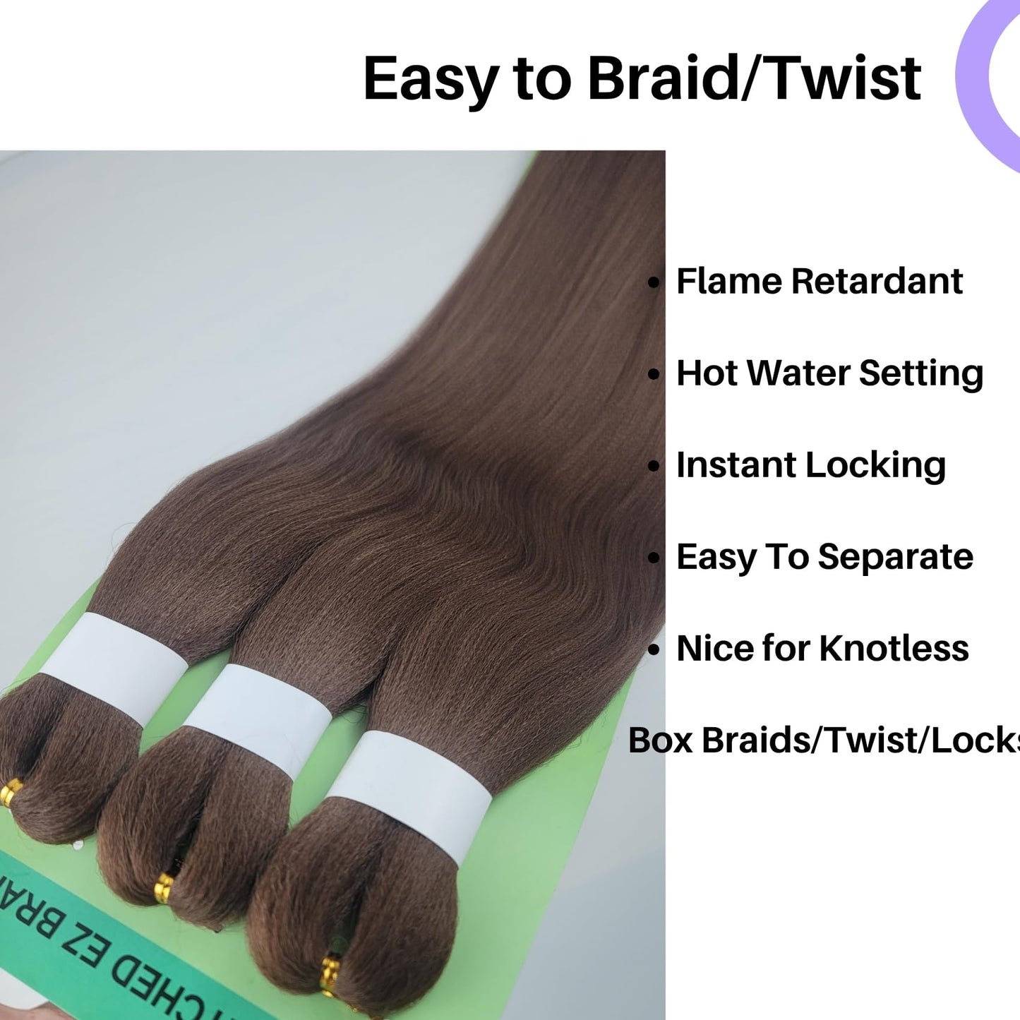 Flax Brown Braiding Hair Pre Stretched 8# Knotless Braids Hair Extension for Braiding