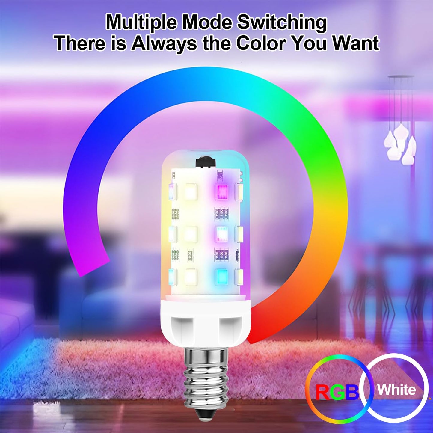 Xrise E12 Led Bulb 2.5W Dimmable Rgb+White Color Changing With Remote Control Equivalent 25W Halogen E12 Base Led Light Bulbs 6000K 250Lm No Flicker 8 Pack