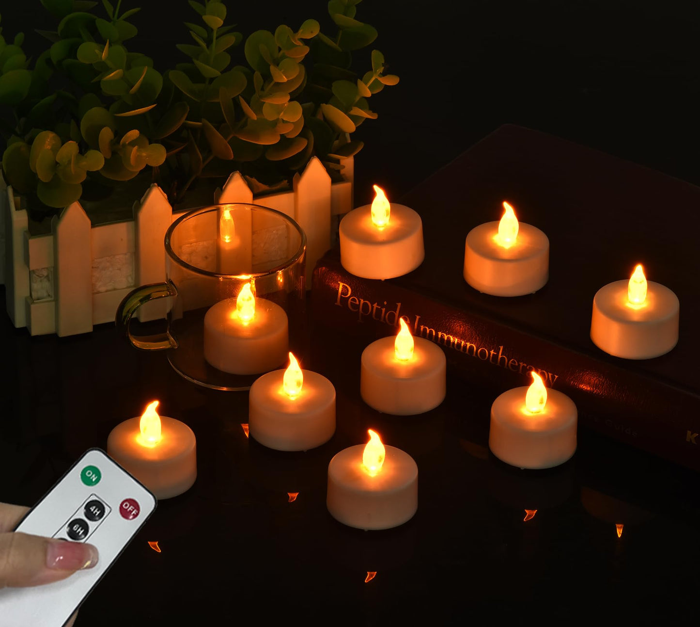 PUNPUBA LED Tea Light Remote ControlCandles,50pack Flickering Flameless LED Candle,Long Lasting 400+Hours,Battery Operated with Timer for Home Decoration Seasonal &Festival Celebration WarmYellow
