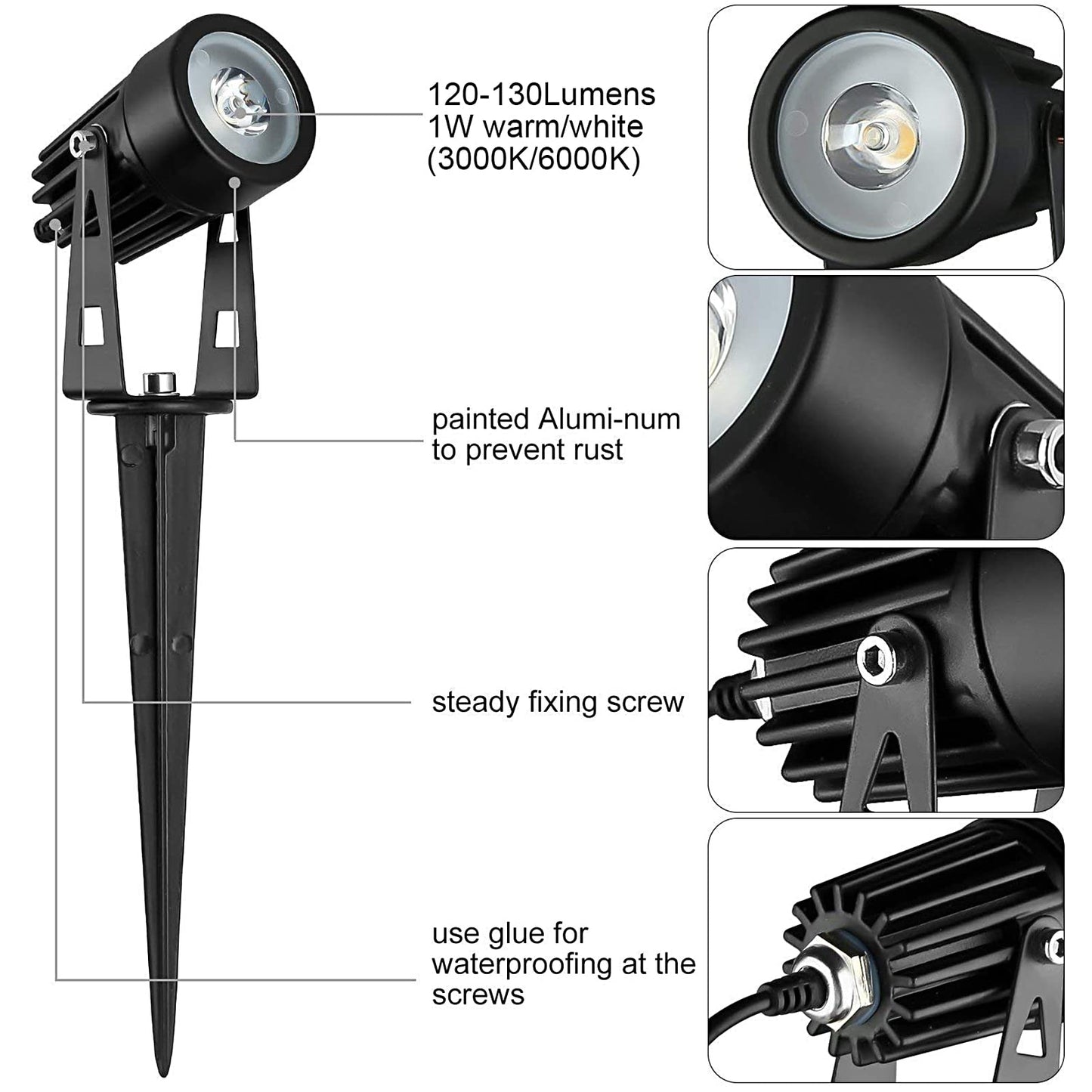 DINGLILIGHTING LED Solar Landscape Spotlights, 2-in-1, Warm Light, Model WS-FPS2-2B, Waterproof Outdoor Lighting for Yard and Garden