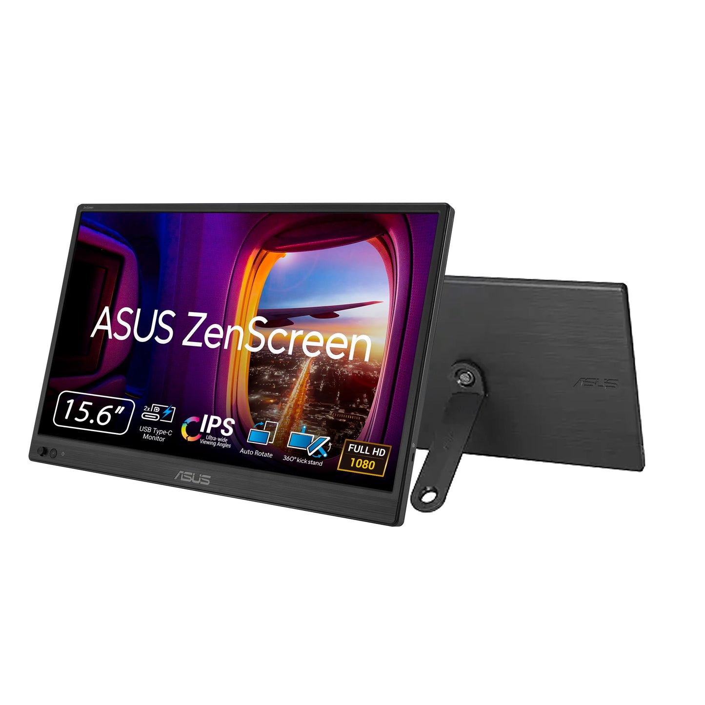 ASUS ZenScreen 16 Portable USB Monitor (MB169CK) - Full HD, IPS, Dual USB-C, Mini-HDMI, Eye Care, Flicker Free, Blue Light Fi