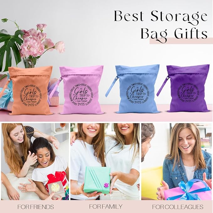 4Pcs Girls Trip Gifts Wet Dry Bag, Beach Bag Wet Bag Favors Aloha Bags, Sunscreen Bags Swimsuit Toiletry Travel Essentials For Women, For Beach Travel Laundry bags Dirty Diaper Swimsuit Gifts