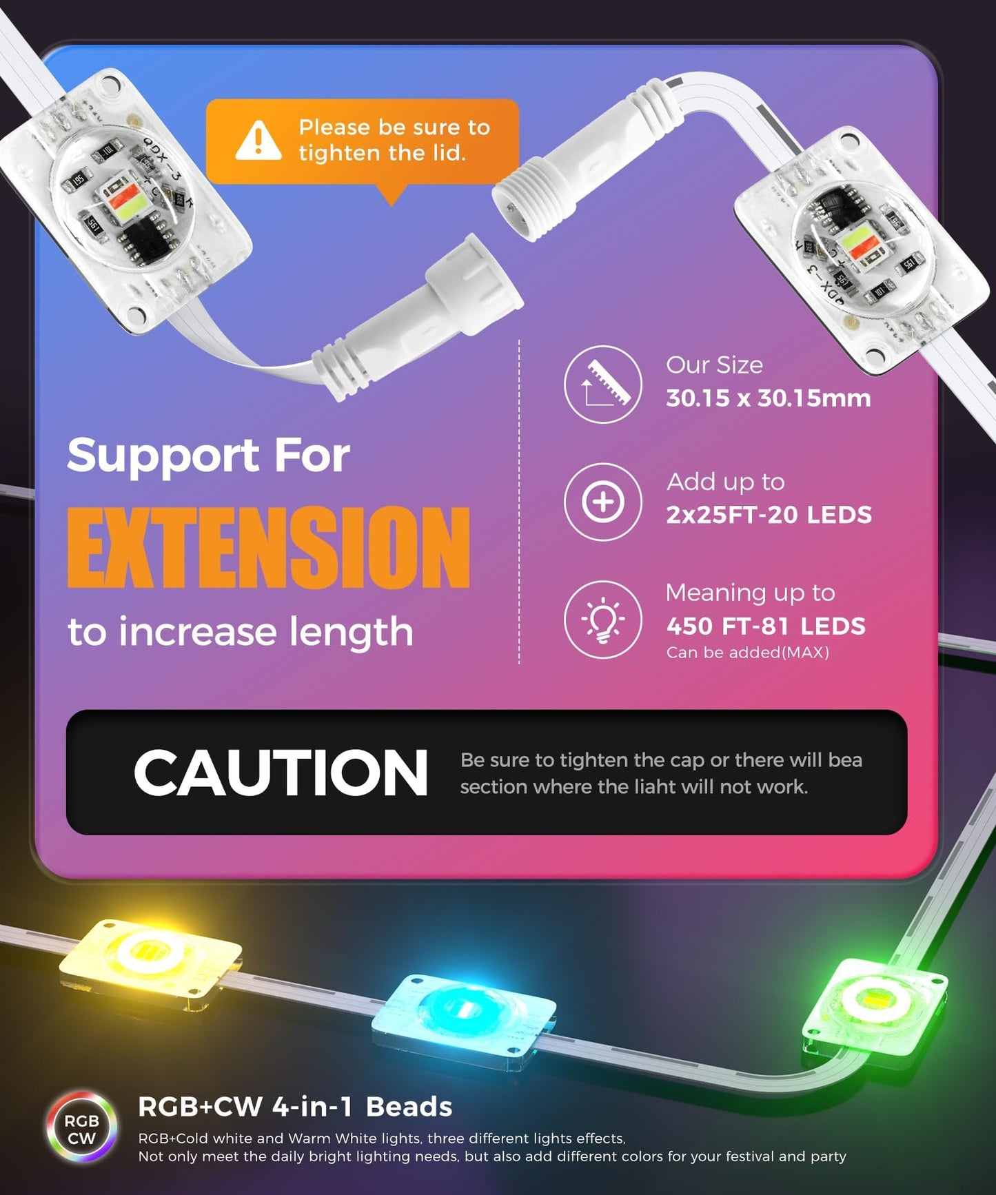 POOFZY 100ft RGB+IC Smart Outdoor Lights, IP67 Waterproof, 50 Scene Modes, Remote/App Control, White, Model HCP045