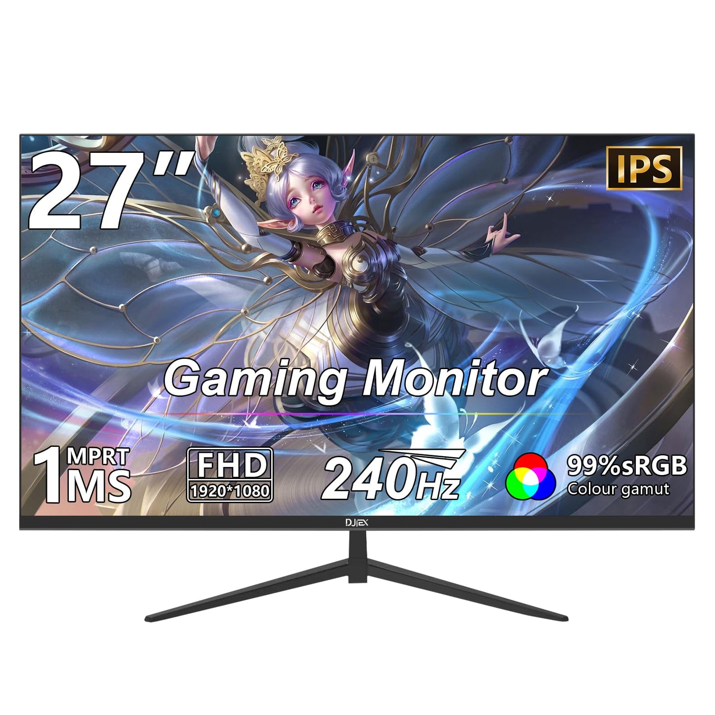 DJiEX 27inch Gaming Computer Monitor IPS 240Hz FHD(1920 1080P), 99% sRGB,1ms Response Time, 300cd/m,AMD Freesync, Crosshair & E