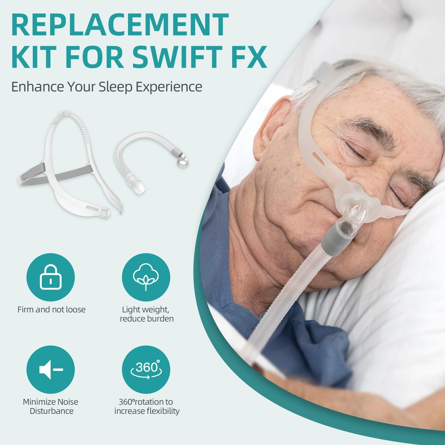 Replacement Head Strap & Frame & Swivel Hose Set Compatible with Swift Fx, Enhanced Comfort & Added Flexibility without Noise, One Pack Covers Most of Your Needs, ItAll Supplies