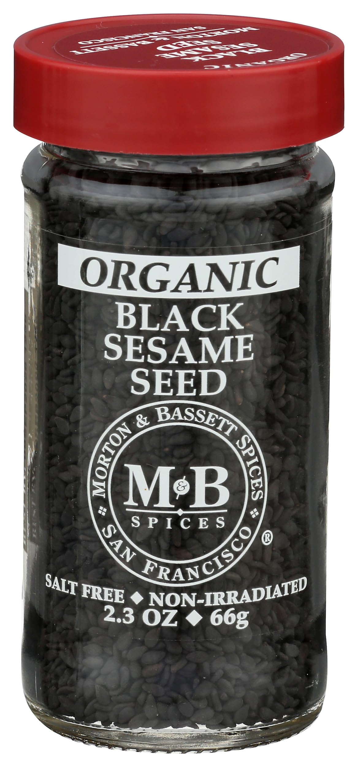 Morton & Bassett Organic Black Sesame Seed | Nutty Seeds for Baking Cooking & Garnishing | Gluten Free Salt Free Non-GMO | 2.3 oz Jar