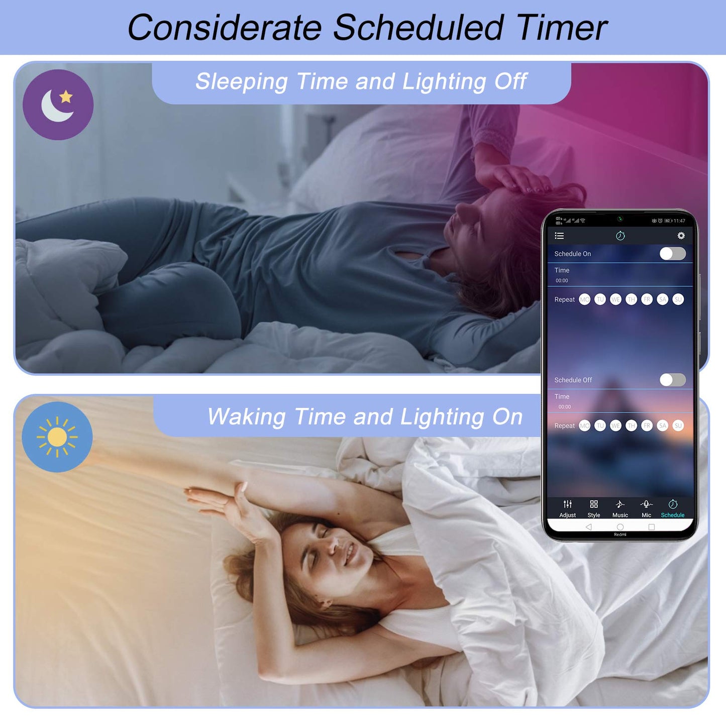 Sunity Led Controller - Bluetooth, Music Sync, Ir Remote For 10Mm Led Strip Lights, White, Model Ledcontroller1