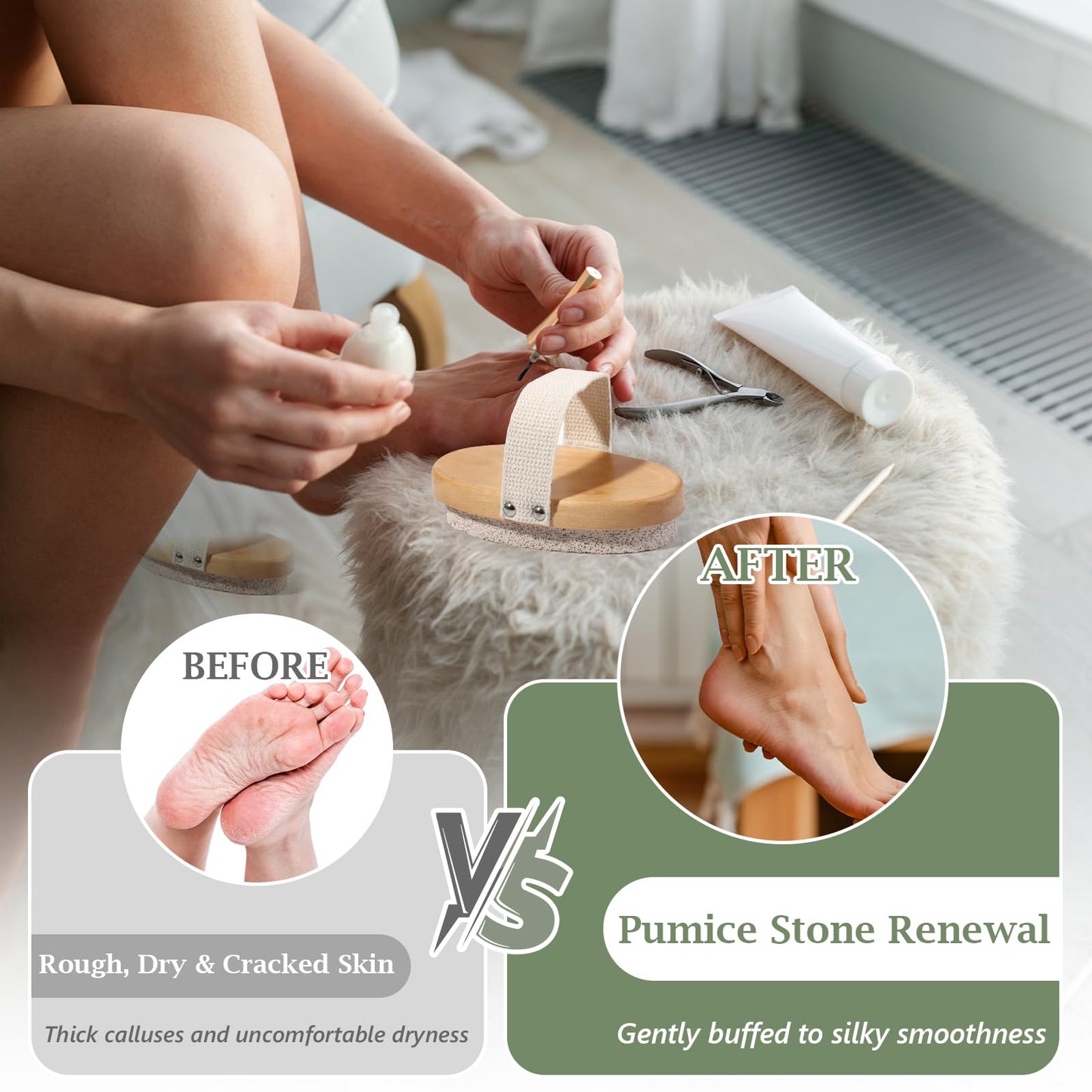 1 Pcs Pumice Stone for Feet with Handle Foot Scrubber Dead Skin Callus Remover Heel Scraper Pedicure Tool for Feet Hands Shower