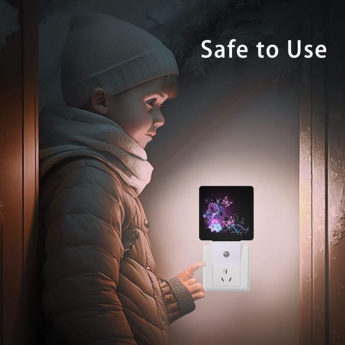 Butterfly Night Light,Fantasy Butterflies Fairy Plug in Night Lights 0.5W Sleep Friendly for Boys Girls Led Night Light Dusk to Dawn Sensor Nightlight for Stairway/Hallway/Bedroom