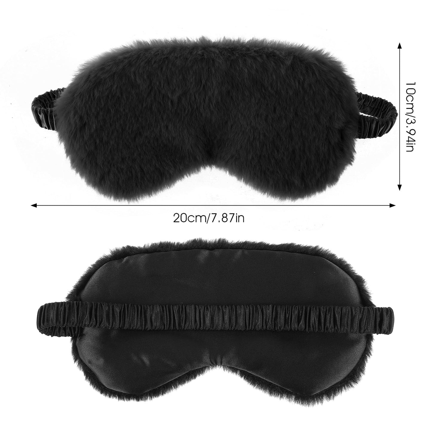 2 Pcs Plush Sleep Eye Mask Cute Soft Sleeping Blindfold Adjustable Furry Nap Eye Cover Night Comfortable Faux Fur Eyeshade for Plane Game Winter Men Women Gift(White, Black)