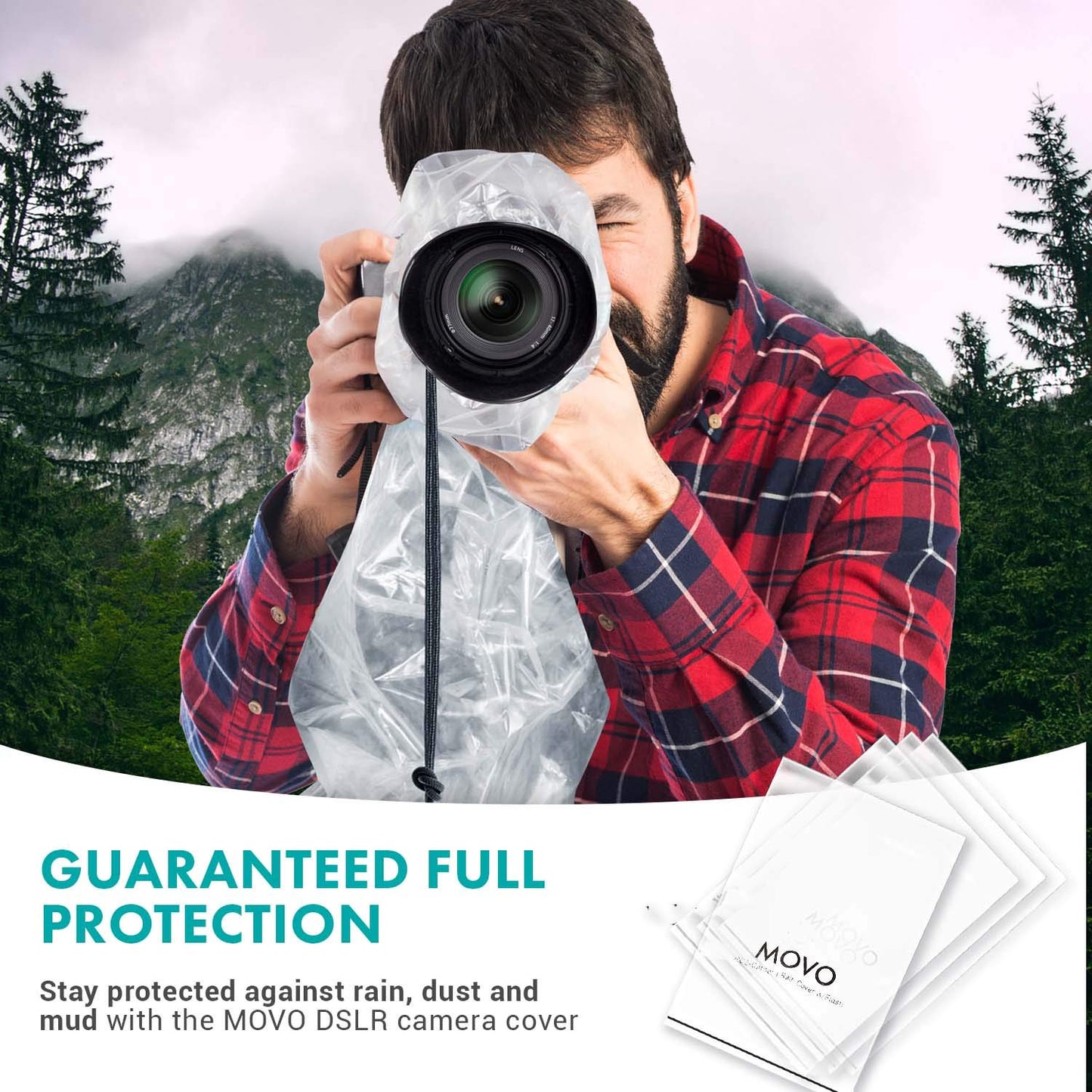 Movo (5 Pack) Rc1 Clear Rain Cover For Dslr Camera And Lens Up To 18 Long