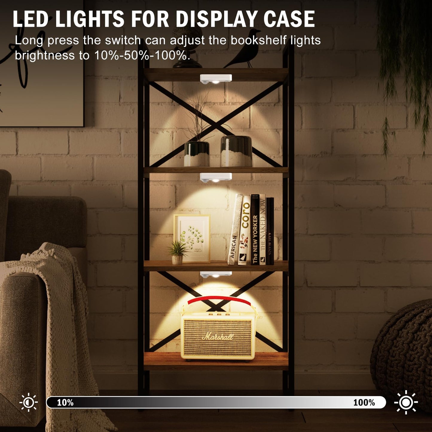Ledlampsworld Led Motion Sensor Puck Lights Rechargeable Under Cabinet Lighting Wireless Dimmable Night Light Under Counter Lights For Kitchen Display Shelf Closets (4 Pack)