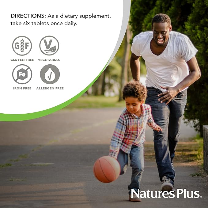 Natures Plus Source of Life No Iron - 180 Mini-Tabs - Multivitamin & Mineral Supplement - Supports Natural Energy & Overall Well-Being - Gluten Free, Vegetarian - 30 Servings