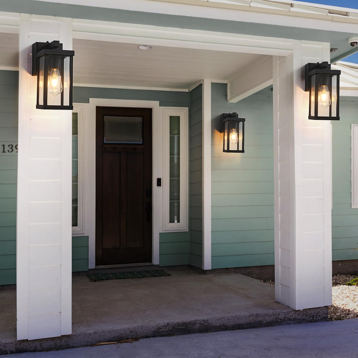 Jokaonotl Dusk To Dawn Porch Lights With Gfci Outlets Waterproof Outdoor Wall Lights Exterior Lighting Fixtures Modern Outside Lights Wall Mount For House Patio Garage Black 11.8 H 2 Pc