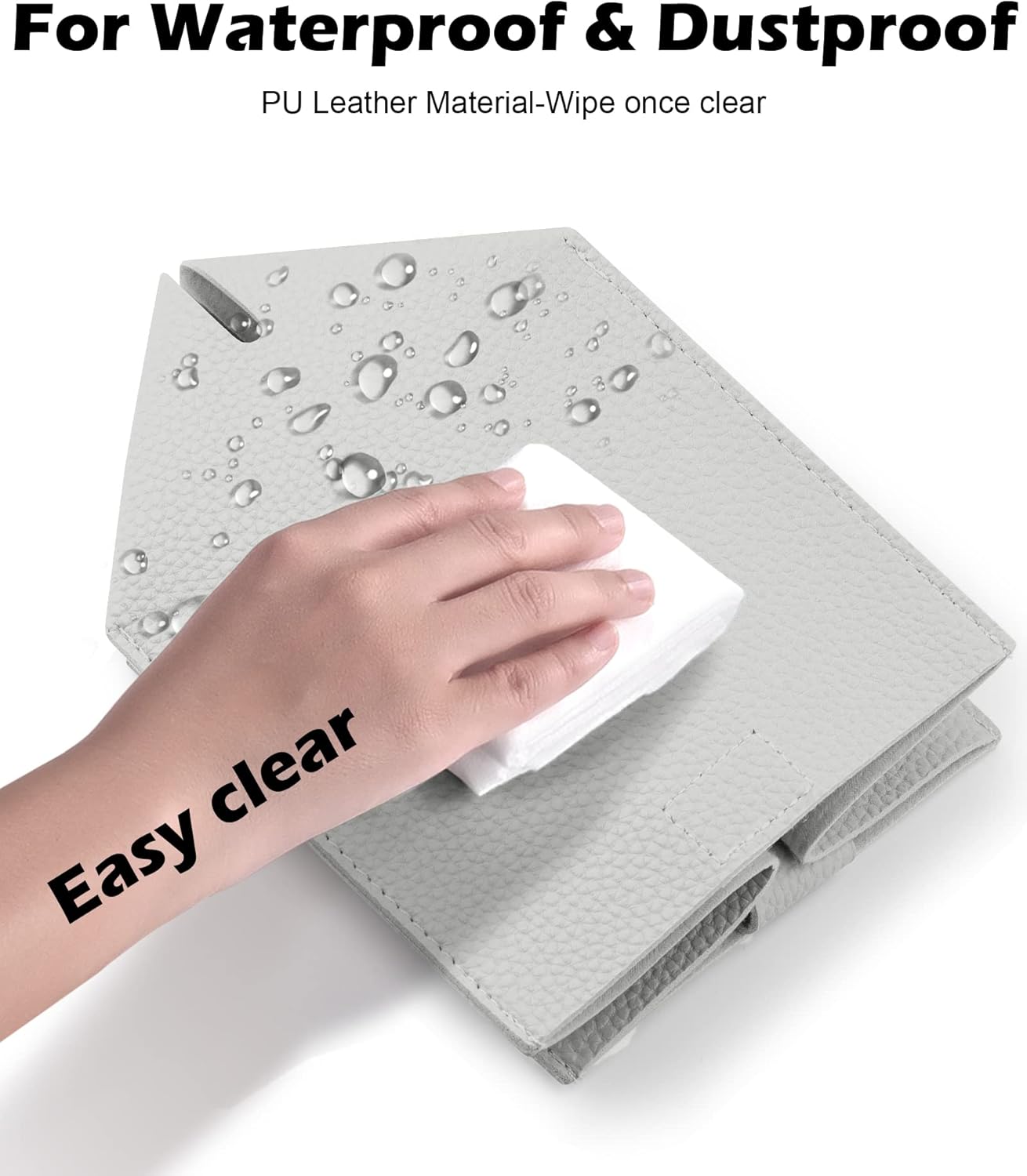 Tissue Box Cover for PU Leather, Modern Simple Solid Color Holder Square Tissue Bag, Ideal for Bathrooms,Office,Car,Outdoor Tent,Dining Table,5"X5"X5", Double Light Grey