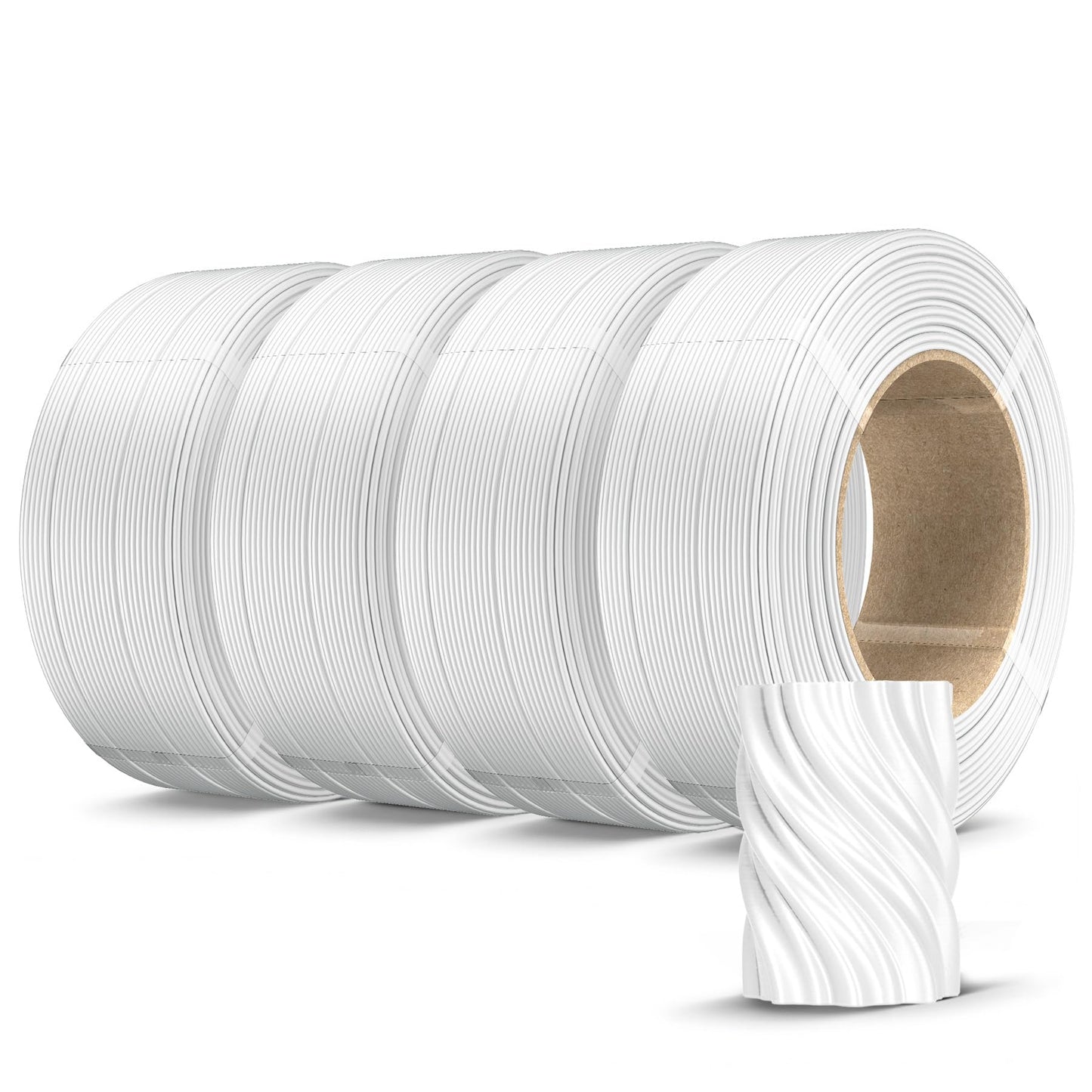 SUNLU 500g Silk PLA Filament Refill 1.75mm, Silk White PLA Plus Refill 4 Packs, No-Spool 3D Printer Filament 2KG for Reusable Sp