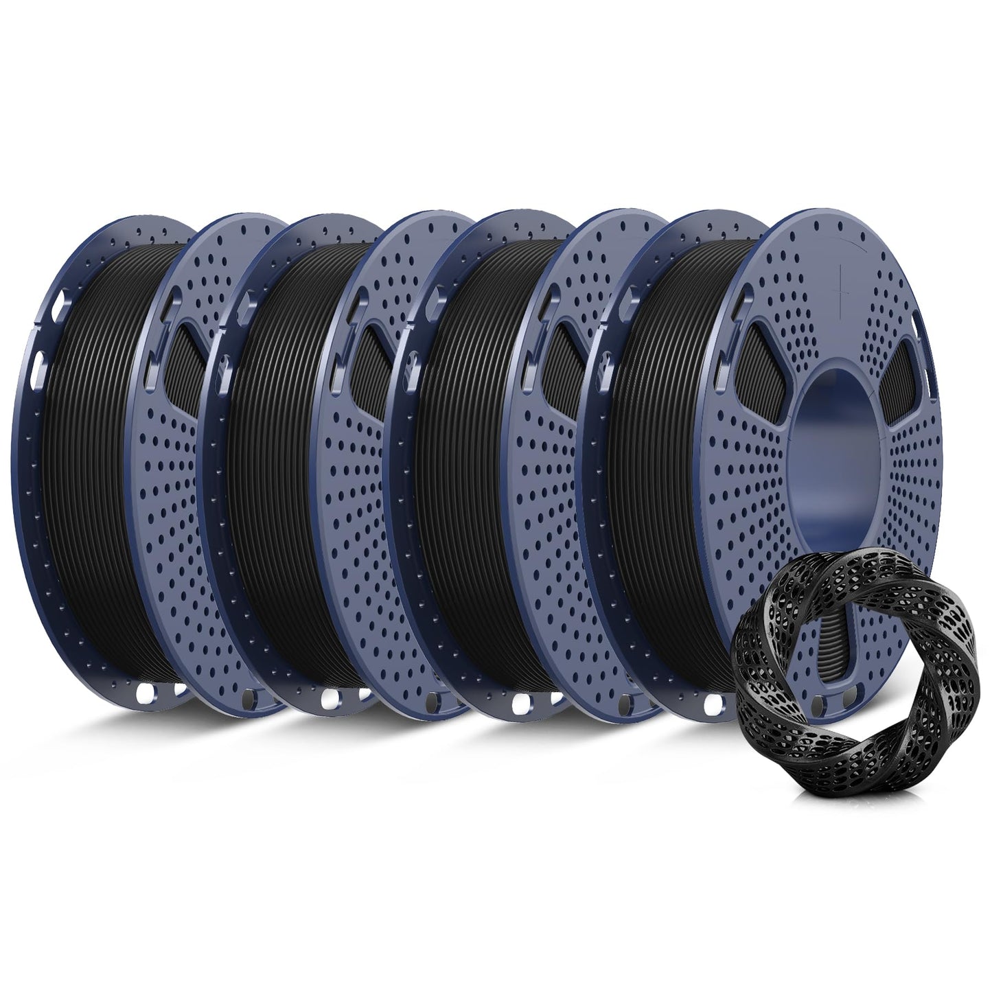 SUNLU PLA+ 3D Printer Filament Bundle, 0.25kg Each Spool, Total 1kg, Mini Spool, PLA Plus Filament 1.75mm, 4 Packs, Black*4