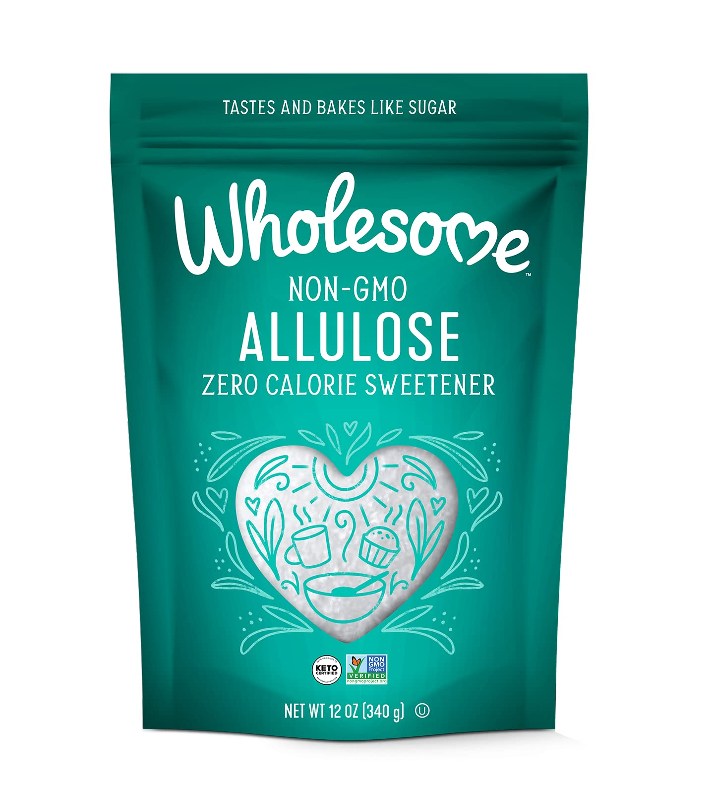 Wholesome Sweeteners 12-Ounce Allulose Sweetener, Zero Calorie Sugar Substitute, Keto Friendly, Non GMO, Non-Erythritol, Gluten