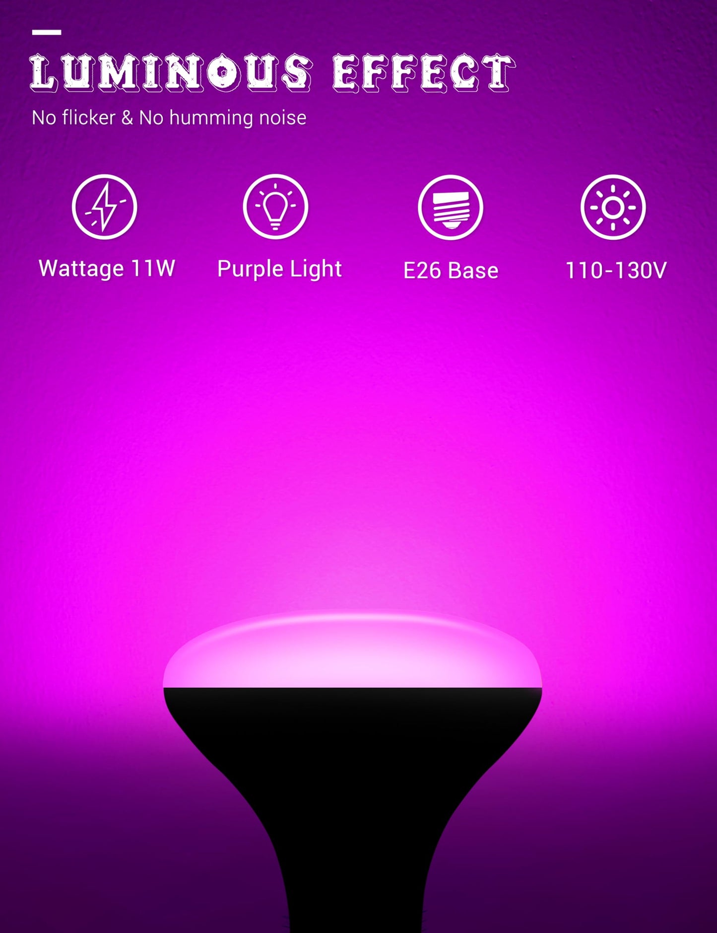 JandCase BR30 Indoor Flood Light Bulbs, E26 Base, 11W Equivalent, 2 Pack, Purple & Orange