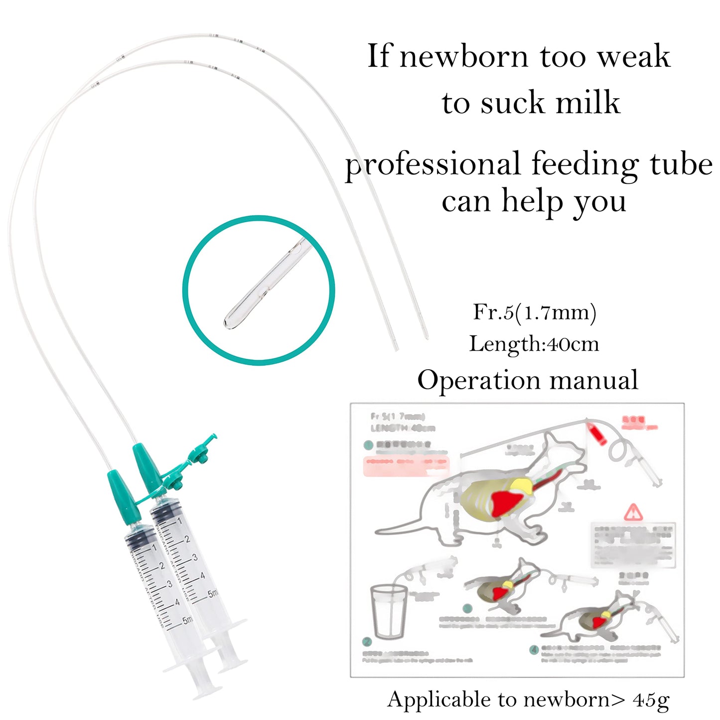 Doggiema Silicone Feeding Nipples and Syringe for Newborn Kittens, Puppies, Small Animals, Rabbits Dongdong pet