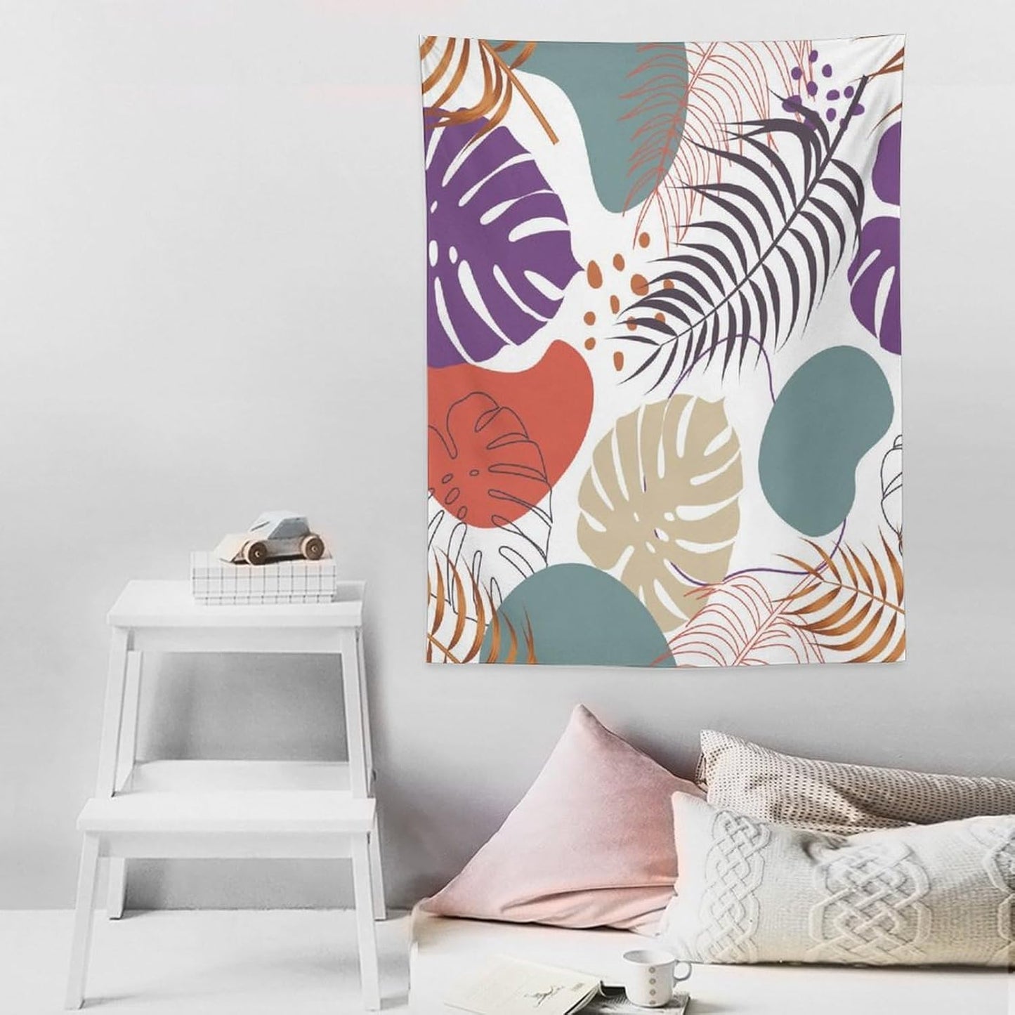 ICMOLYYENLO Tropical Green Leaves Tapestry, Exotic Leaves Beautiful Bedroom Wall Hanging, Floral Poster Blanket for Bedroom Living Room Dormitory Apartment 60x80 Inch