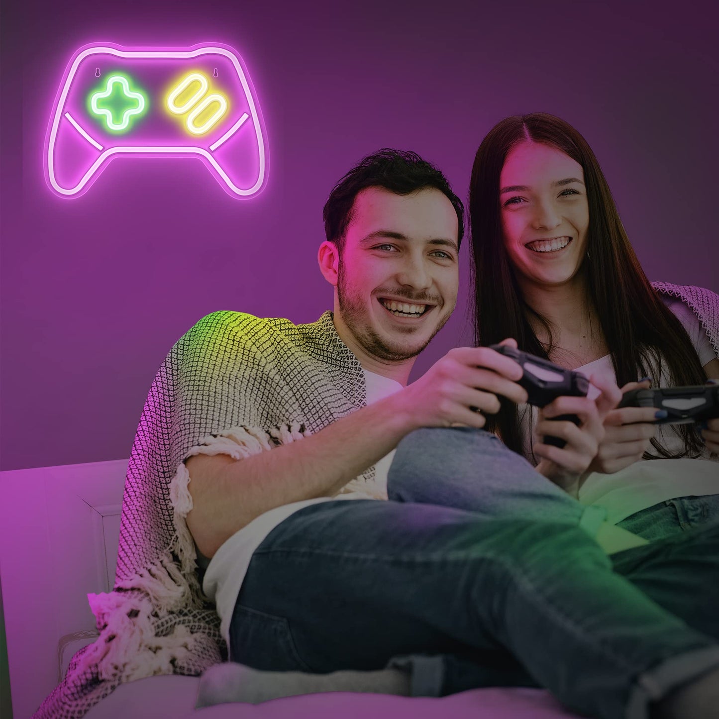 Lumoonosity Game Controller Neon Sign - Gamepad Shaped LED Light, Pink, Model NS-CTR PINK, Ideal for Gamers and Streamers