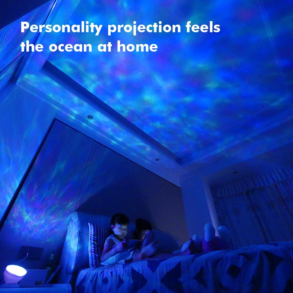 Tomnew Ocean Wave Projector With Remote Control, Dimmable 7 Colors Led, Music Speaker, Black, Model Hyd001