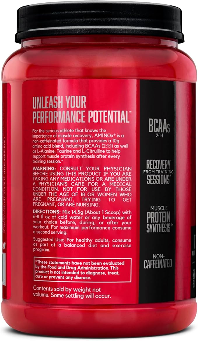 BSN Amino X Post Workout Muscle Recovery & Endurance Powder with 10 Grams of Amino Acids Per Serving, Flavor: Blue Raz, 70 Servings