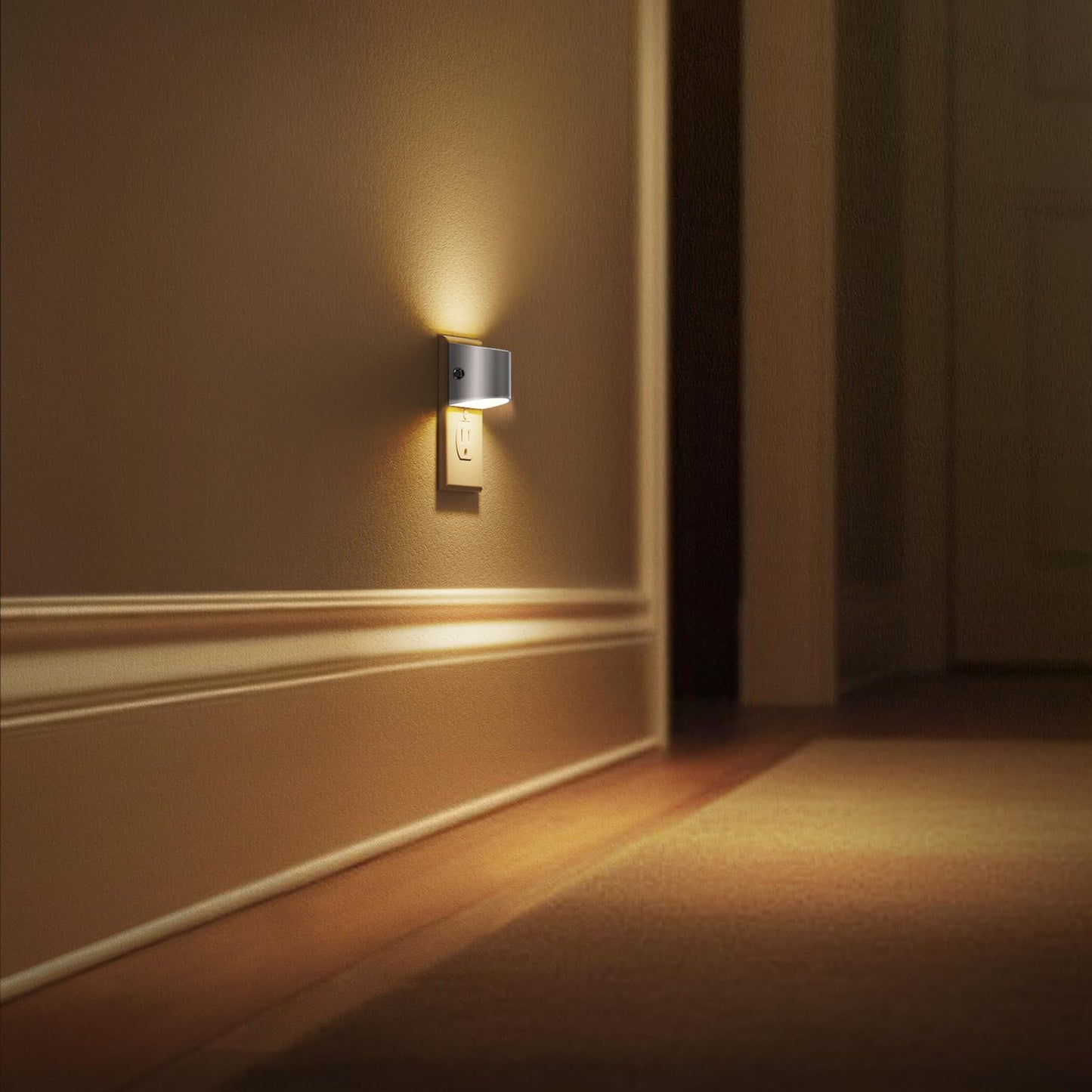 L Lohas Led Night Lights Plug Into Wall Dimmable Night Light With 3 Level Brightness 3000K Soft White 2 Pack Grey