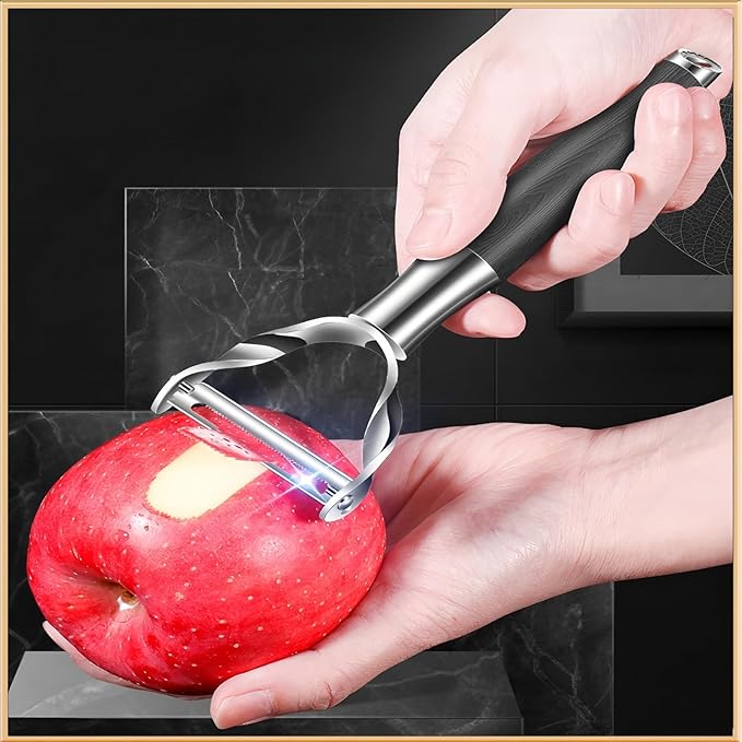 Peeler Sharp Stainless Steel Blade and Anti-slip Wooden Handle – Efficient Kitchen Gadget for Vegetables, Fruits, Potatoes, Carrots, and Apples