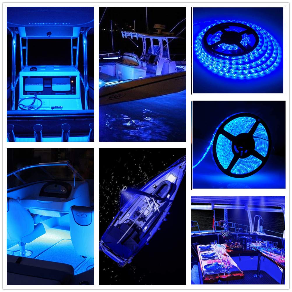 Hokiion Led Boat Strip Lights, 32.8Ft Waterproof Under nel Lights, Blue Copper For Pontoon, Bass Fishing, Yacht, Kayak
