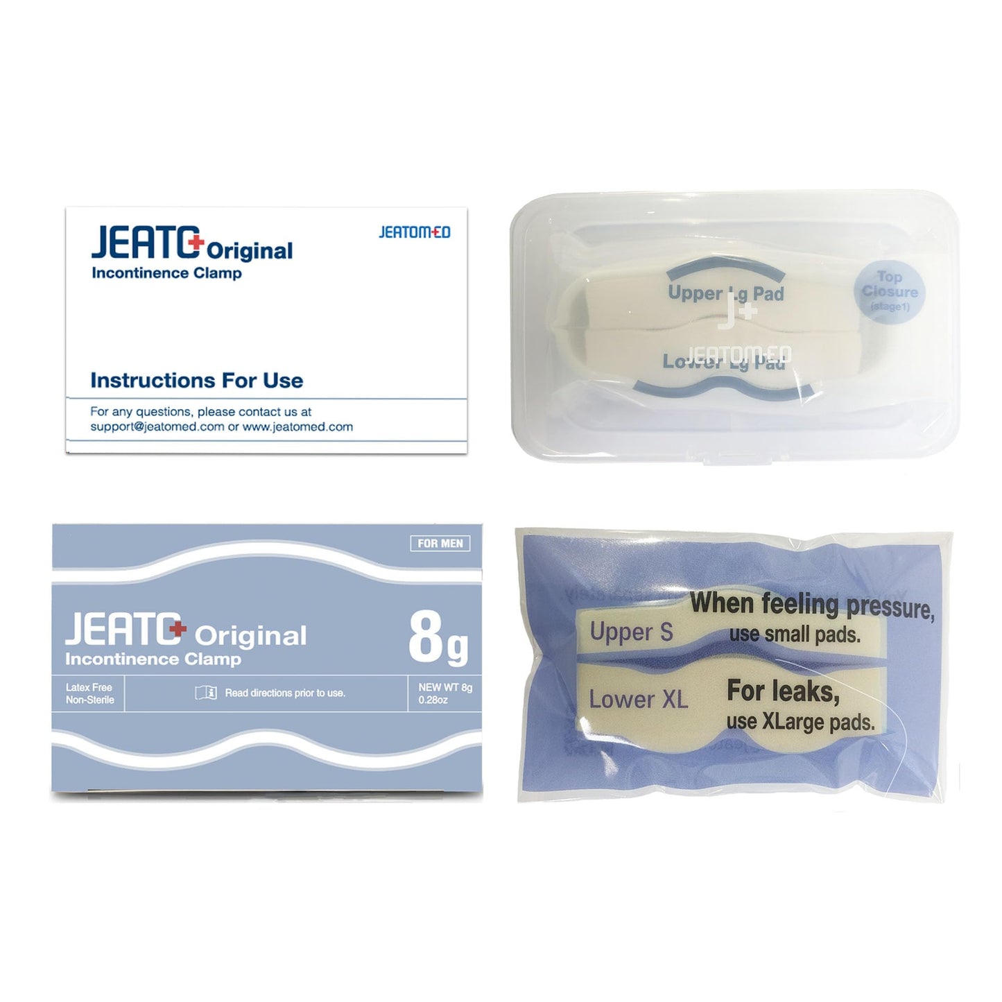 Jeato Original Incontinence Clamp - Light and Comfort Clamp for Male Incontinence - 0.28 oz, Replaceable Pad (3 Adjustable Sizes Included)