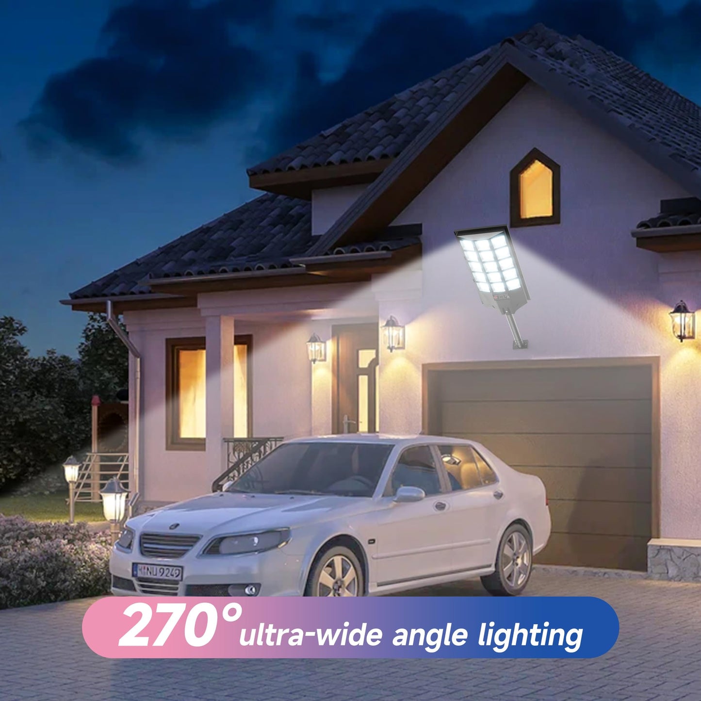 Azeivk Solar Street Lights Outdoor 6500K Motion Sensor with Remote Control, Waterproof, 4 Pack, White
