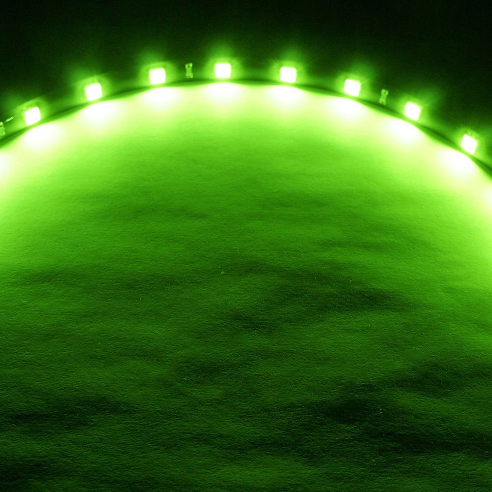 SOCAL-LED 12in Green Flexible LED Strips, Waterproof, 5050 SMD, High Power Accent Light for Car DRL Under Dash