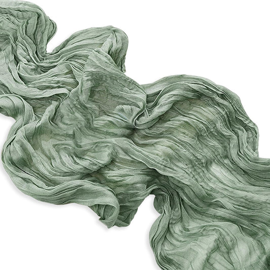 10 Pack Sage Green Cheesecloth Table Runner 35x120 Inch 10Ft Rustic Gauze Cheese Cloth Table Runner Sheer Cheesecloth Table Runners for Wedding Party Bridal Shower Decoration