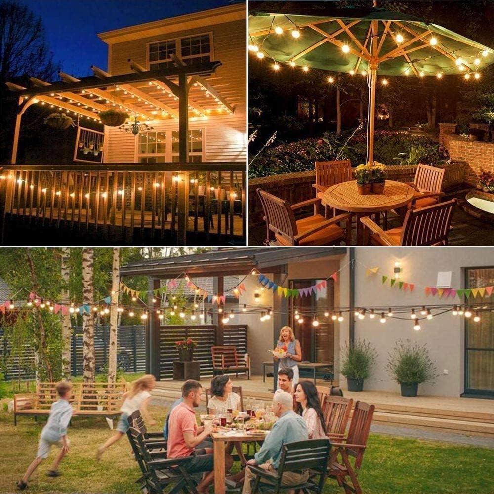 Sunthin Solar String Lights - 100Ft, 48 Shatterproof G40 Led Bulbs, Waterproof, Black, Model St257 For Outdoor Patio, Garden, Camping, Party