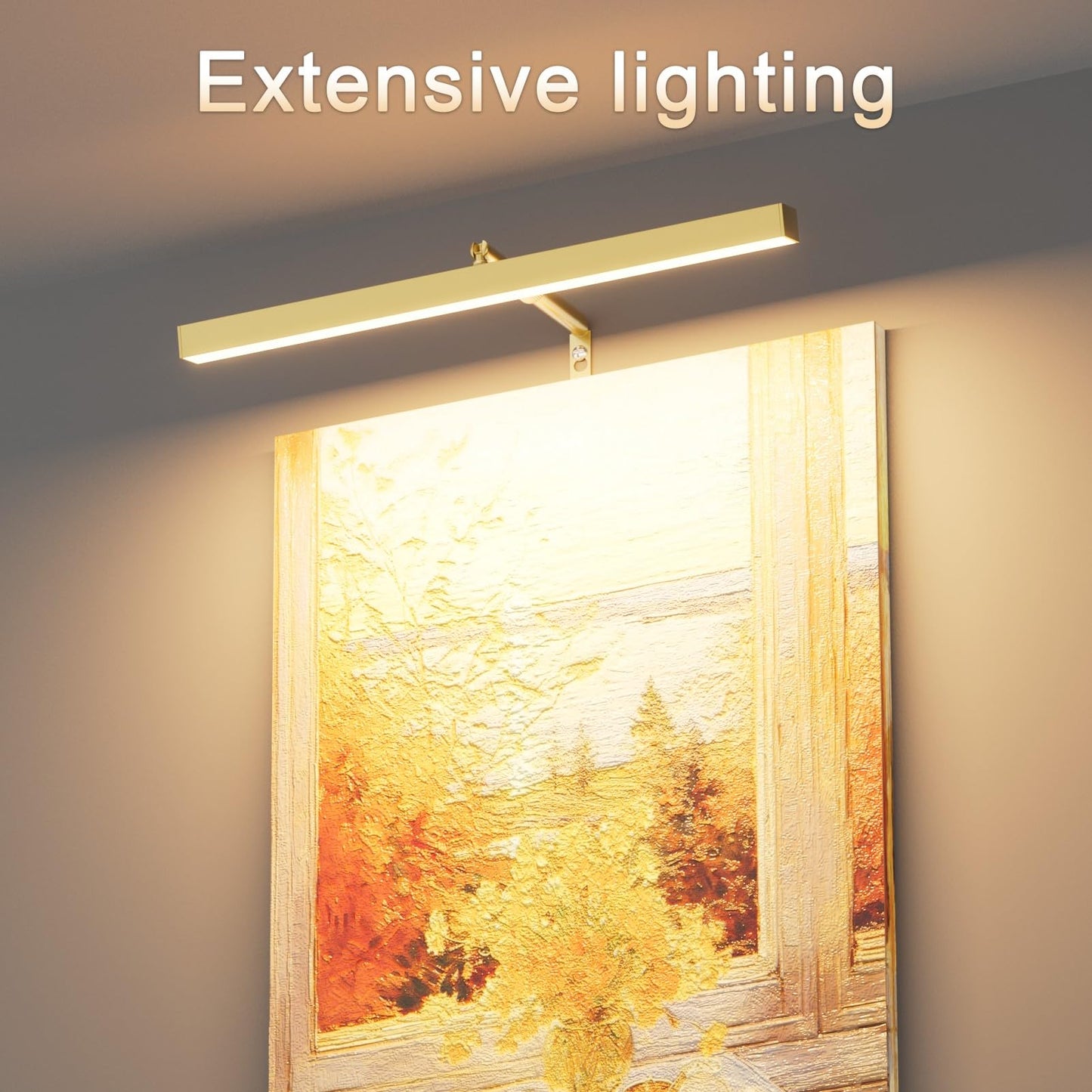 Coinmit Plug in Picture Lights for Wall, 16 inch Dimmable LED Art Light with Remote, 3 Colour Temperature Gallery Painting Wall Light for Picture Display Dartboard Art Work (Gold)
