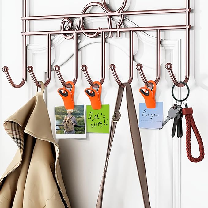 FINDMAG 12 Pack Big Chip Clips, Orange Magnetic Clip for Plants, Plastic Snack Clip for Bags, Food Sealing Clips with Magnet for Chips, Snacks, Fridge and Food Organization