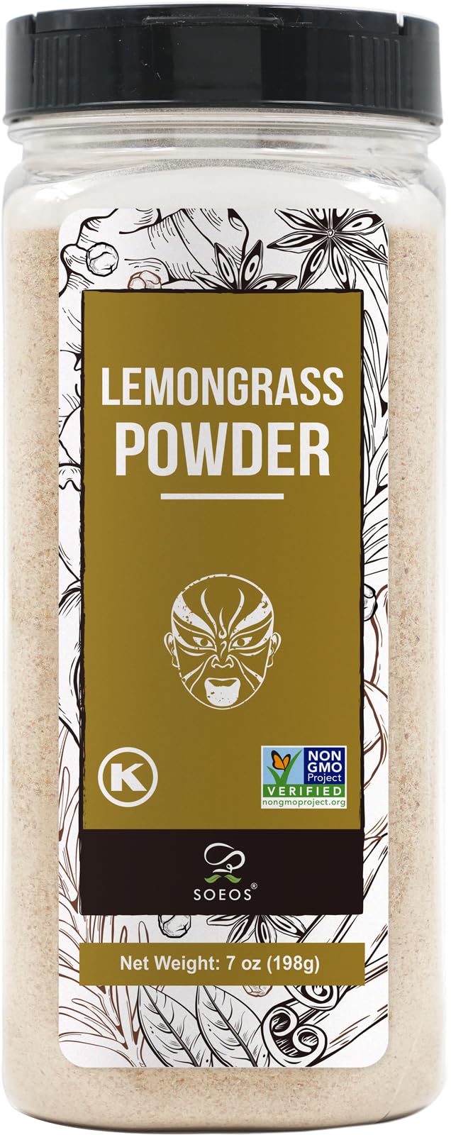 Soeos Lemongrass Powder 7 ounce (198g), Lemongrass Herb, Lemongrass Powder Bulk, Freshly Ground Dried Lemongrass, Natural, Non-G