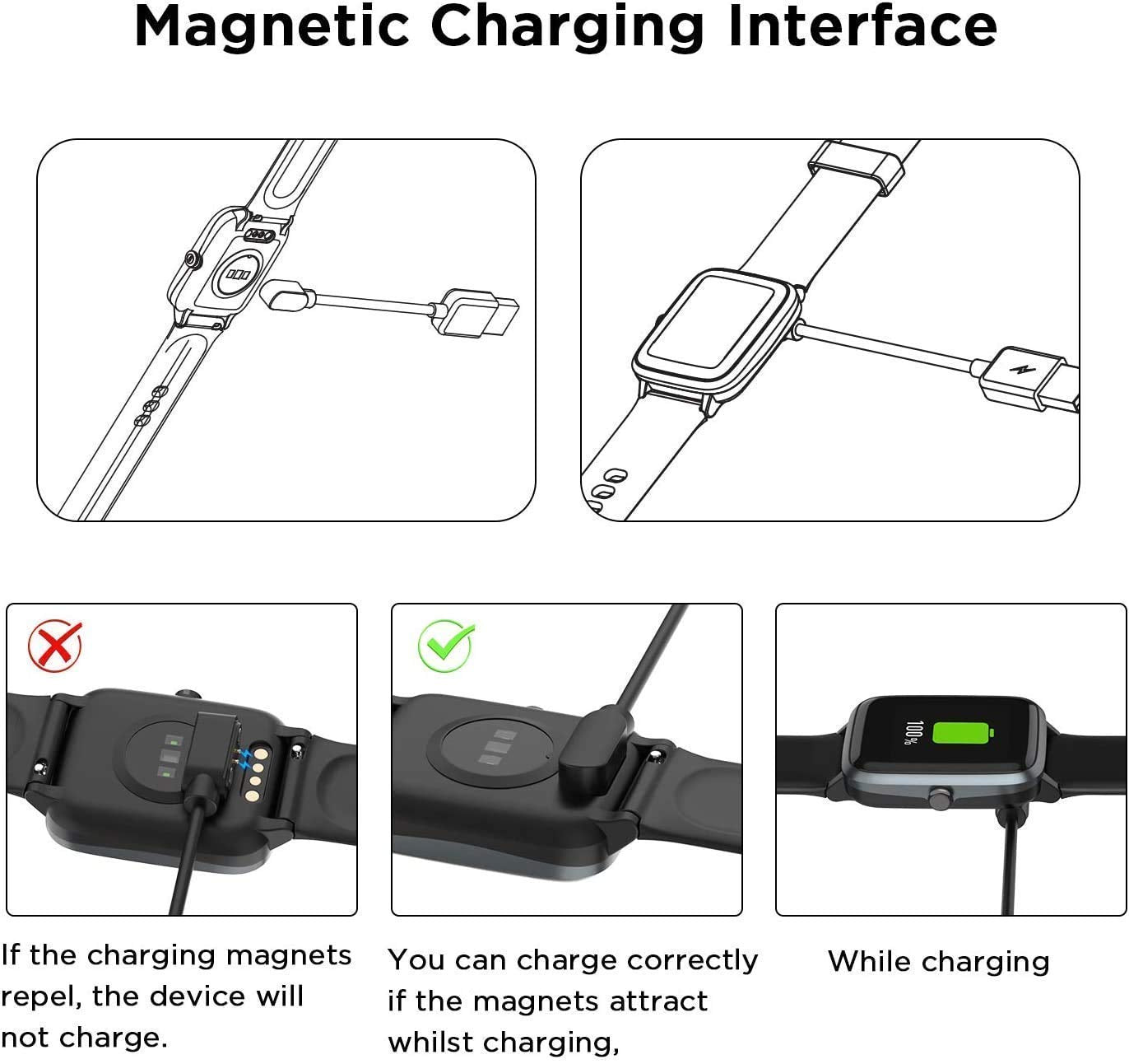 Compatible With Mingwear Military Smart Watch Charger, Magnetic Replacement Charger Compatible For Mingwear K68, M4 Smart Watch