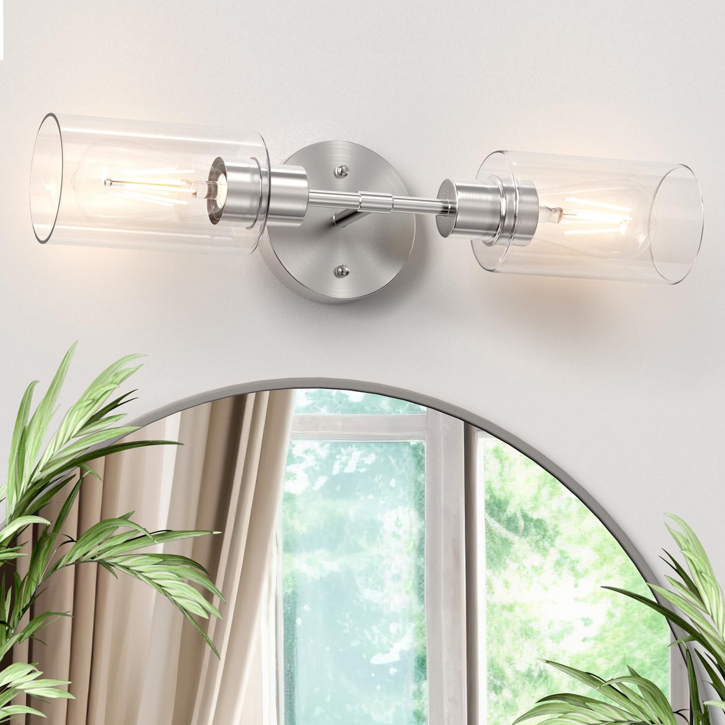 Espird Bathroom Light Fixtures 2 Light Brushed Nickle Bathroom Vanity Lights Over Mirror Bathroom Sconces Wall Lighting Farmhouse Vanity Light Modern Vanity Lights With Clear Shades