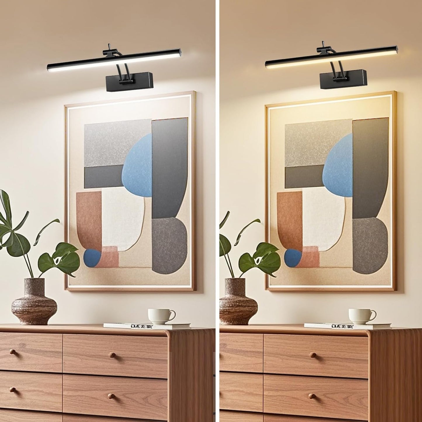 Yuichoy 2 Pack Picture Lights For Wall Battery Operated 12 Inch Wireless Art Lighting For discomfort-reducingting 6 Colors Picture Frame Lights With Remote Dimmable 4200Mah Gallery Light Black