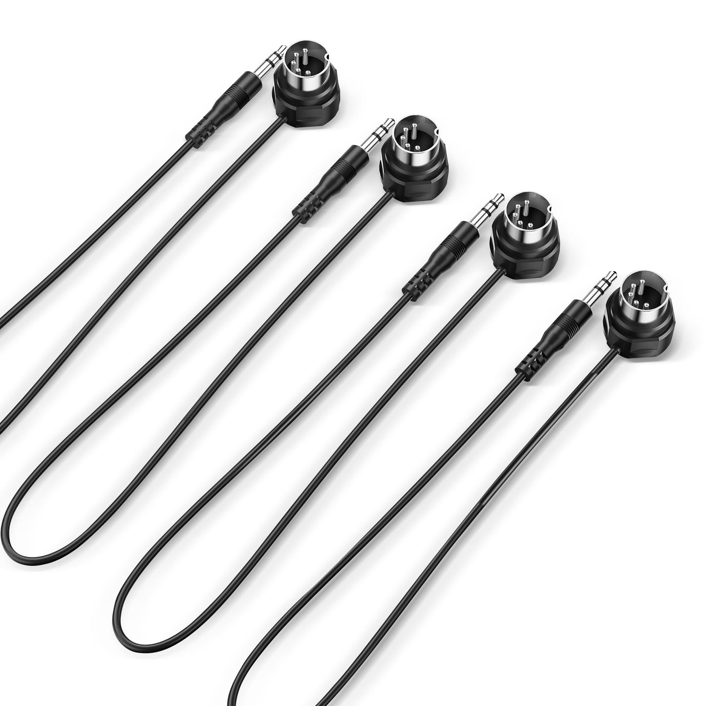 CME TRS MIDI Cable 4-Pack - Straight TRS Type A (3.5mm - 1/8 ) to Angled 5-pin DIN, 1FT / 30CM - Perfect for Compact Spaces an