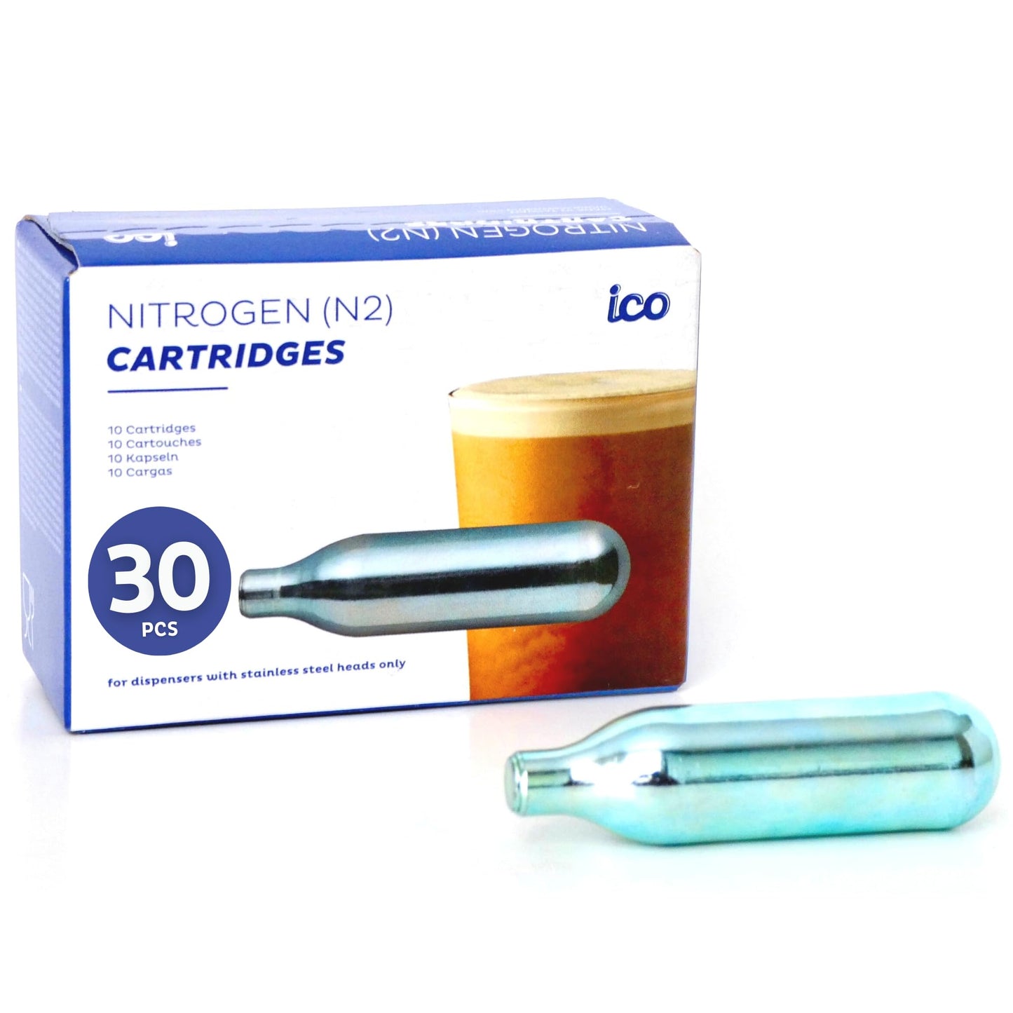 ICO 30pcs Nitrogen project pieces N2 project pieces for Nitro Cold Brew Coffee Maker Non-Threaded Nitro project piece for Making Nitro Cold Brew and Nitro Infused Beverages 2g