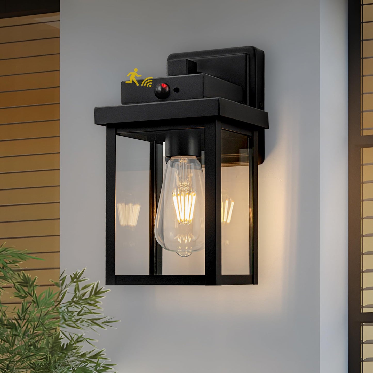 OUPAVOCS Motion Sensor Outdoor Porch Lights Wall Mounts, Dusk to Dawn Exterior Lighting Fixture for Patio, Outside Black Wall Sc