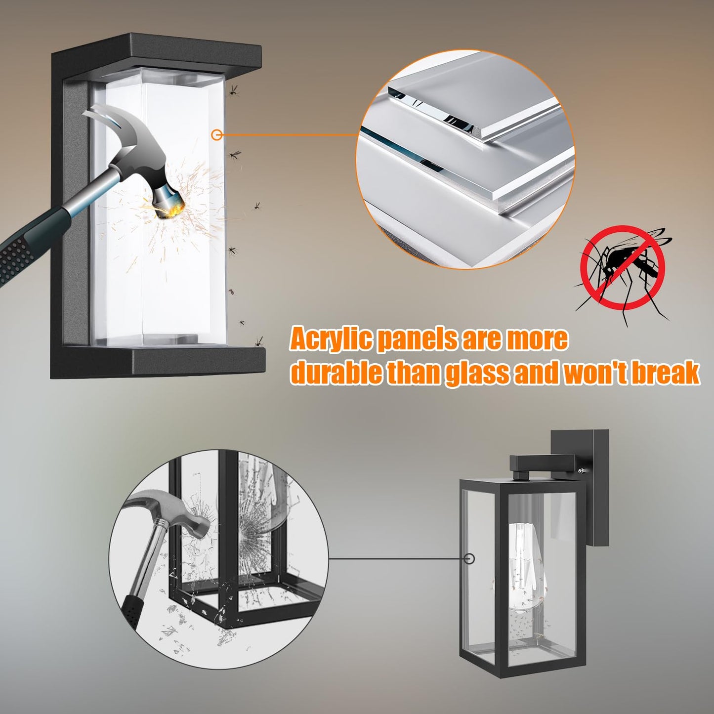 Juyace Outdoor Porch Lights Wall Mount 18W 1800Lm Aluminum Black Warm White 2 Pack