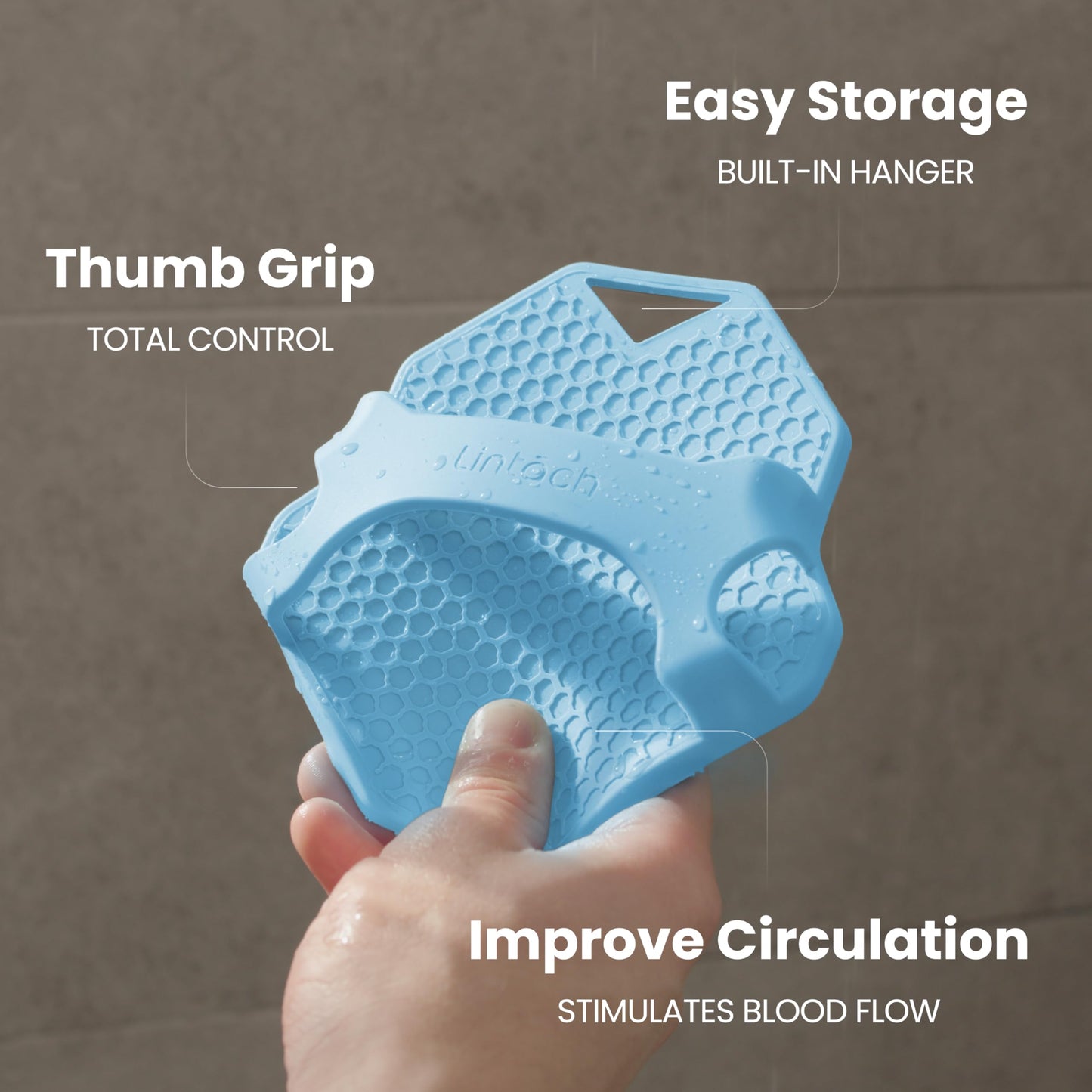 Lintach Silicone Body Scrubber - Shower Exfoliating Body Scrubber, Ergonomic Silicone Shower Scrubbers for Men, Reusable, Hygien