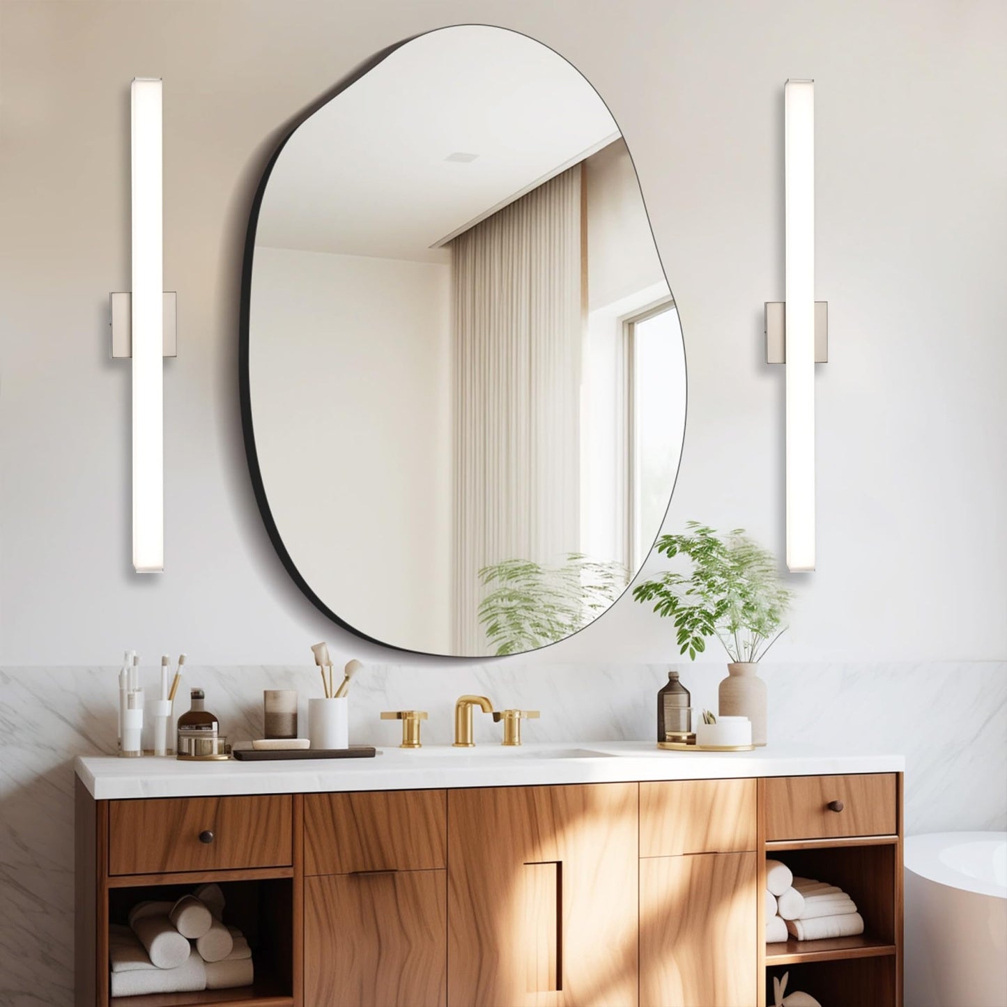 YHTlaeh Bathroom Vanity Light 31.5in Brushed Nickel Dimmable LED 24W 4000K Wall Bar Fixture Model 7610