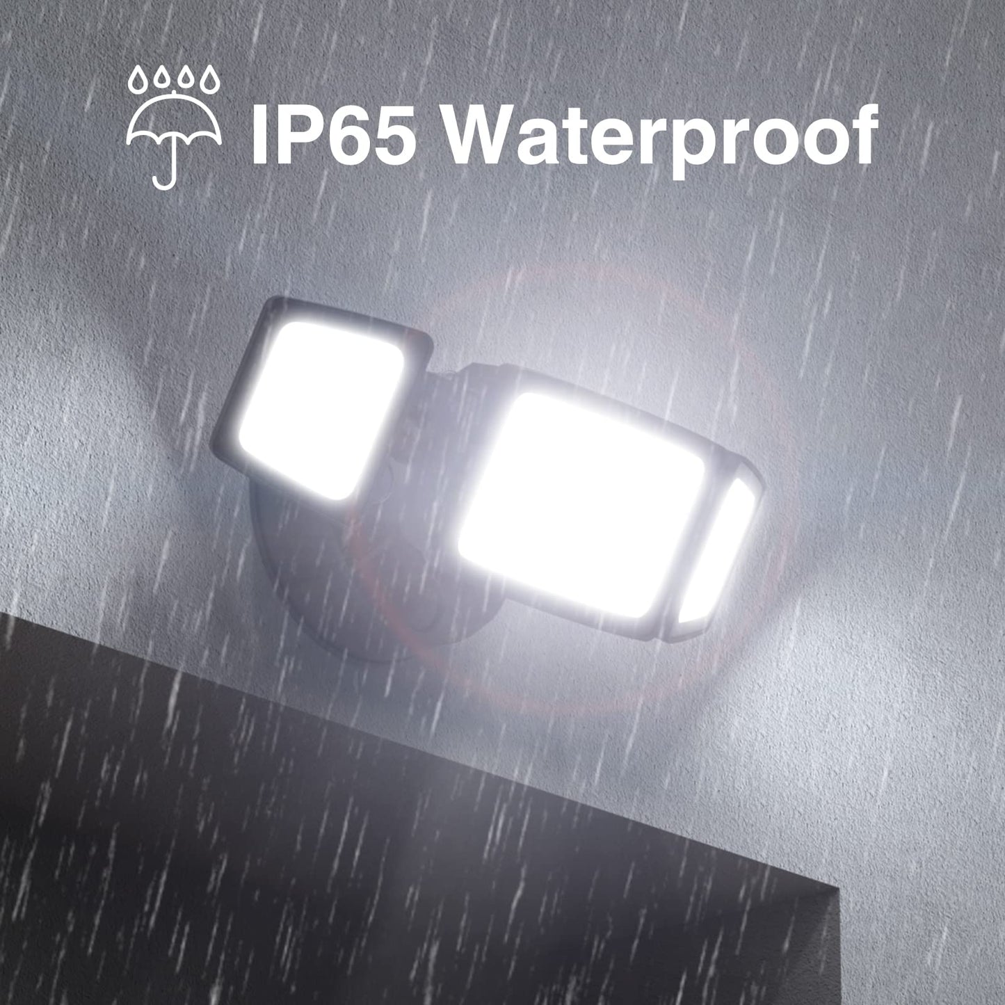 Onforu 70W LED Flood Light, 7000LM, IP65 Waterproof, 3 Adjustable Heads, 6500K, Black, Model BDB60D-3